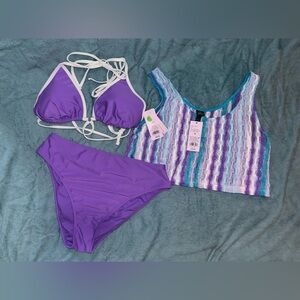 women’s Target purple tie bikini w/cover up *NWT*